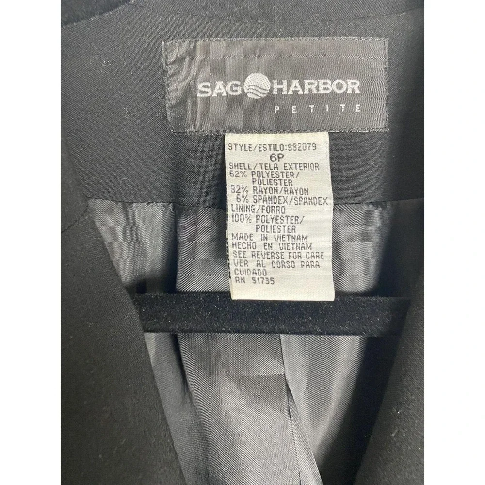Sag Harbor Black Blazer Women Size 6P Career Workplace